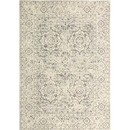 BASHIAN Bashian E110-SIL-4X6-5363 Everek Collection Floral; Oriental Transitional Polypropylene Machine Made Area Rug; Silver - 3 ft. 6 in. x 5 ft. 6 in. E110-SIL-4X6-5363